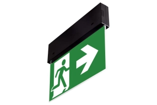 Zwarte DIRECTO S CB vluchtwegpictogramarmatuur met groen pictogram
